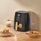 AboveMoon 6.0 QT Large Digital Air Fryer with Window for Kitchen Use,Nonstick Made without PFAS, Touchscreen Display,400F,Customized Temp/Time,NonStick Basket,Black