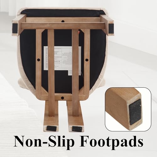 chairus Butaco Farmhouse Juego de 2 Sillas de Barra Modernas de 26” con Respaldo Acolchado Tapizado y Patas de Madera, Blanco miniatura 5