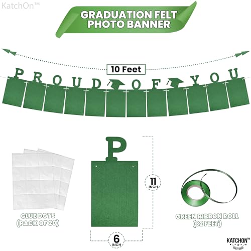 Image of Felt Graduation Photo Banner 2026-10 Feet, 5x7 | Graduation Decorations 2026 Green, Proud of You Banner | Graduation Picture Banner, Graduation Banner 2026 | Class of 2026 Decorations, KatchOn