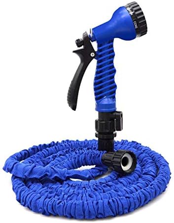 ActionEliters Expandable Water Hose Flexible Garden Hose with Spray Nozzles for Outdoor Car Washing Plant Watering No-Kink Sturdy Garden Hose Water Pipe (50FT, Blue)