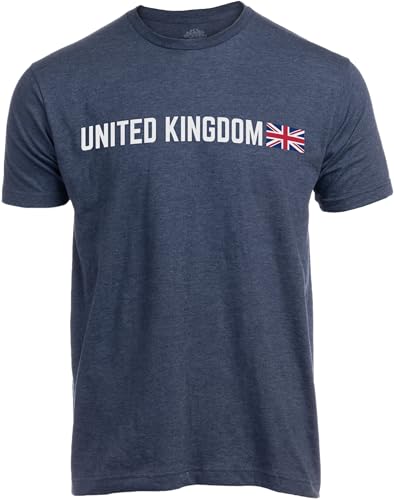 Ann Arbor T-shirt Co. UK Tee Shirt | British Pride Union Jack Britain T-Shirt for Men Women - (Adult,M) Navy Blue
