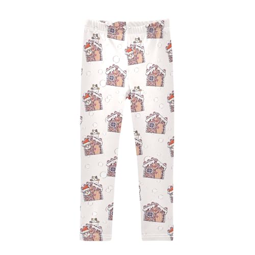 CaTaKu Girls Leggings Cat Gingerbread Cute Leggings for Girls Kids Athletic Workout Yoga Pants Size 4-10T