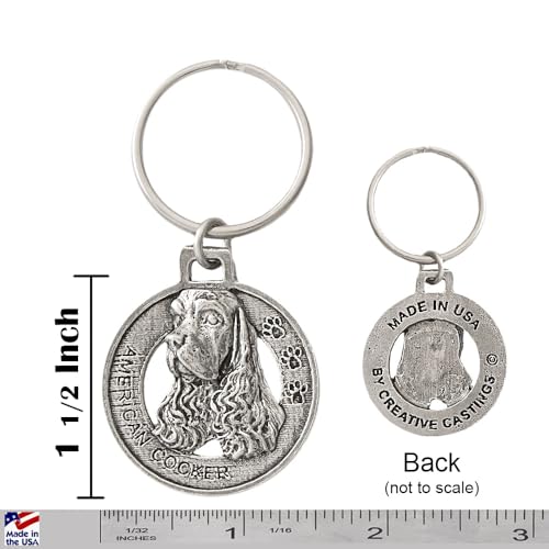 American Cocker Spaniel Keychain, Pewter, D008KC, 1 1/2”, 100% Handmade in the USA, Dog, Pet, Tag, Metal, Keychain, Key Chain, Key Ring, Key Fob, Gift, Over 90 Dog Keychains2