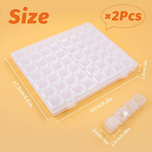 Image of 2 Pack 56 Grids Plastic Organizer Box Clear Jewelry Organizer Container Adjustable Divider Removable Grid Diamond Painting Beads Nail Art Tools Art Crafts Small Accessories