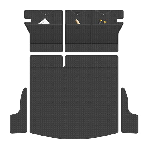 YORKNEIC トヨタ カローラツーリング ラゲッジマット 210系 2019年〜 上段用 トランクマット 車種専用 背もたれカバー付き シートバックカバー バックマット 荷室マット 合成革材質 カーゴマット 耐汚れ 収納ポケット付き ブラック