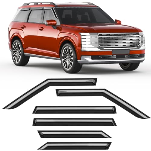 Image of 6-PCS Extra-Thick Rain Guards Fit for Hyundai Palisade 2026 Extra Durable Tape-on Window Rain Guard Window Deflectors Vent Shades Window Visor Vent Visors Exterior