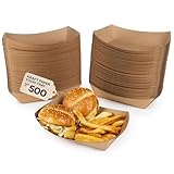 IDL Packaging 5 lb Kraft Paper Food Trays (Pack of 500) - Food-Safe Poly Coated for Extra Moisture Resistance - Proudly Made in USA - Serving Tray for Fries, Burgers, Appetizers, and Side Dishes