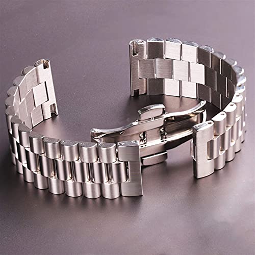 Bracelet de montre en acier inoxydable massif argenté 16mm à 22mm - 2