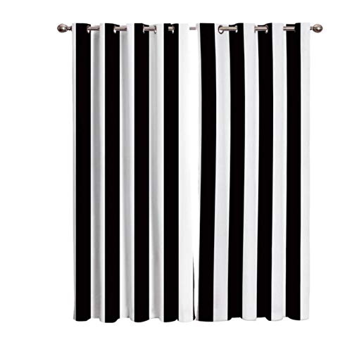 ZYWGG Cortina Salon Arte De Rayas En Blanco Y Negro 2 Unidades Termicas Aislantes Frio Dormitorio Acusticas Gruesas Cortinas Ventana Comedor Cocina 280 * 250Cm