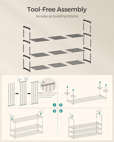 Image of SONGMICS Shoe Rack, 3-Tier Shoe Organizer, Metal Storage Shelf