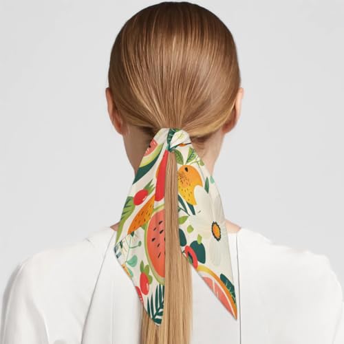 Tropical Fruit Pear Silk Feeling Scarf Head Scarf for Women 23.6 x 23.6 Inch Neckerchief Lightweight Square Scarves Bandana Hair Wrap for Sleeping4