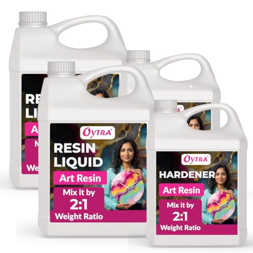 Image of Oytra Resin Art Liquid Hardener 2 1 Ratio for Craft High Gloss Transparent Crystal Clear for Jewellery Casting Tabletop DIY Beginners Materials Kit Beginners Artists (15 Kg)