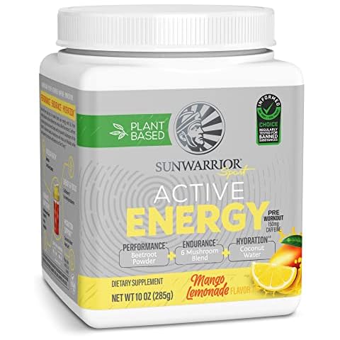 Sunwarrior Plant-Based Preworkout Powder Hydration Blend | Coconut Water Mushroom Blend Soy Free Sugar Free Gluten Free Dairy Free Synthetic Free | Mango Lemonade 30 Servings | Sport Active Energy Cover
