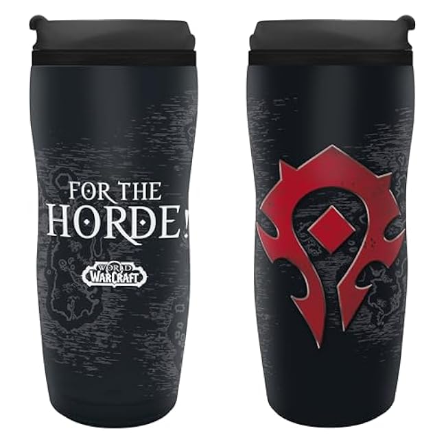 ABYstyle World of Warcraft Horde Travel Mug Holds 14 Fl Oz Video Game Action Home Ofice Drinkware Merch Gift