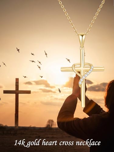 14k Gold Cross Necklace for Women, Mother's Day Gift for Her 14k Gold Irish Celtic Cross Infinity Pendant Faith Necklace Fine Jewelry Birthday Anniversary Valentines Day Gifts for Nana Sister Girlfriend3