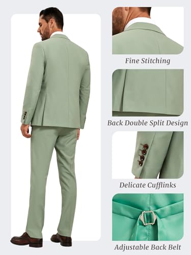 Men's 3 Pieces Slim Fit Suit Solid One Button Formal Single Breasted Blazer Vest Pants Tuxedo Set for Prom3