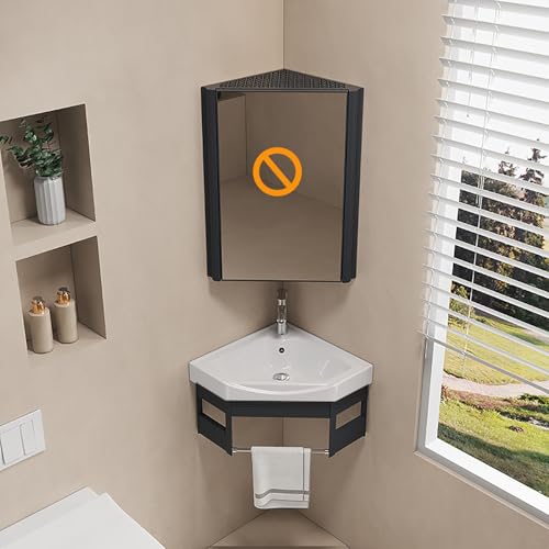 Lavabo de cerámica para baños pequeños con diseño triangular de pared 2