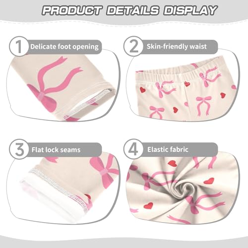 Ribbon Bow Heart Girls Leggings,Workout Leggings for Girls Toddler Athletic Leggings Size for 3-10T3