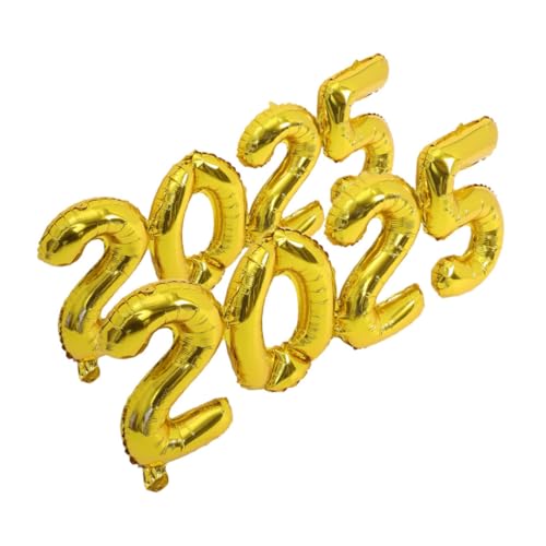 DECORNIJIA 2個新年パーティーバルーン 金色フォイル数字風船 簡単膨張 耐久性 大晦日祝賀装飾用 新年会飾り付け用品