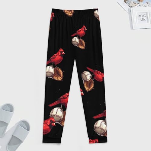Red Cardinal Baseball Mens Pajama Pants Soft Sleep Lounge Pants Pj Bottoms4
