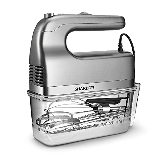 SHARDOR Batidora Amasadora Varillas Acero Inoxidable con Caja Almacenaje, Batidora Repostería Electrica Potente 350W 5 Velocidades y Función Turbo, 2 Batidores/2 Ganchos de Masa/1 Varilla de Batir