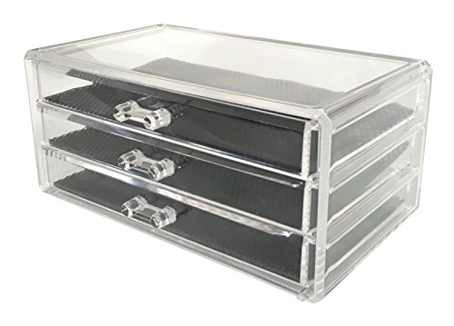 Sodynee Makeup Organizer Cosmetic Organizer Jewelry and Cosmetic Storage Display Box,3 Drawers