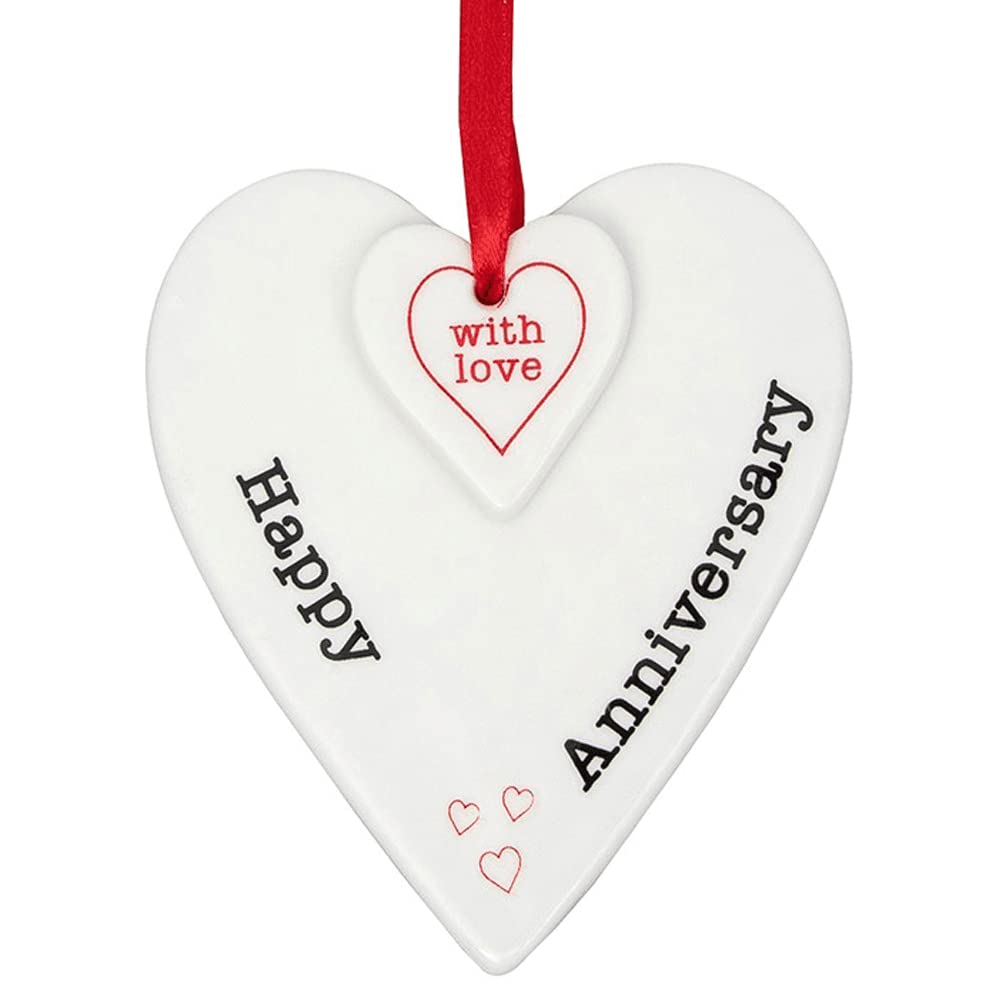 Shudehill Giftware Happy Anniversary Keepsake Heart 323520