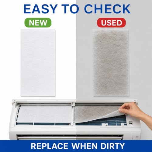 Image of AC Filter for Split AC, 20 x 80 cm Non-Woven Sheets, 10 Pack | Cut-to-Fit White Inlet Filter Covers Help Trap Dust and Debris for Split Air Conditioner Indoor Units