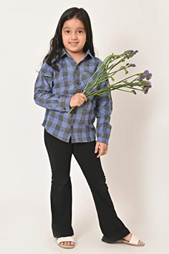 Image of Kids Cotton Shirt - Regular Fit Shirt for Girls & Boys, Unisex Full Sleeves Shirts, Collared Neck,Button Down Shirt, Checks Shirts for Casual Wear