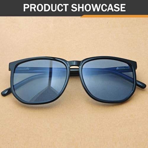 Polarized TR90 Oversized Square Sunglasses Men Women Retro Rectangular Black Ultralight Frame Glasses3