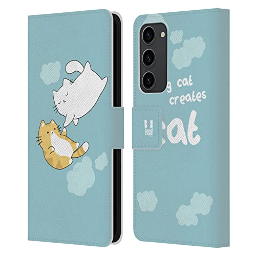 Housse Samsung S23+ Chat de Plafond protection intégrale et fonction support vidéo en cuir