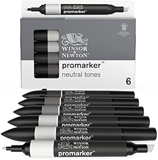 Winsor & Newton, Promarker, Skin Tones I, Set of 6, Alcohol Based Dual Tip Markers
