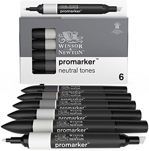 Winsor & Newton ProMarker Set, 6 Count, Neutral Tones
