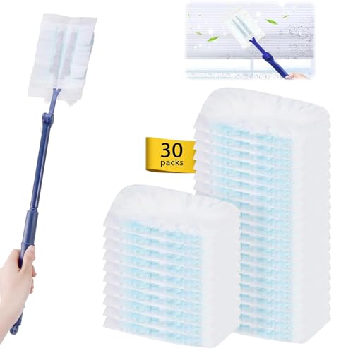 30 Piezas para Recambio De Plumero Juego Plumero para con Plumero Kit Atrapapolvo Desechables Recarga De Plumero Recambio para Plumero con 1 Mango para Limpieza De Polvo En El Hogar y La Oficina