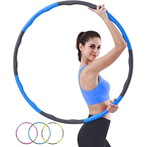 ROMIX Weighted Hula Hoop Adults Exercise, Smart Hula Hoops 1 kg (2.2lbs) Adults Kids Party Games, 8 Section Detachable Adjustable Fitness Hula Ring, Foam Padded Wavy Circle Weight Loss Workout (Blue) Cover