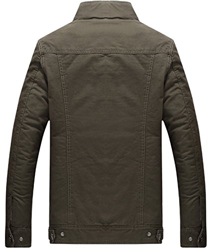 KEFITEVD Men's Winter Coat Fleece Warm Cargo Military Jacket Multi Pocket Outerwear , Army Green, 3XL