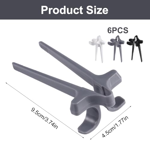 6 Stück Fingerstäbchen für Gamer, Hand-Free Snack Finger Chopsticks, 9.5cm Finger-EssstäBchen, Faule Hilfsstäbchen, für Arbeit Spiel Spielen, um die Hände Sauber zu Halten (Schwarz, Weiß, Grau)