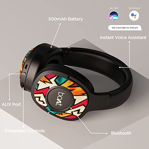 Image of Boat Rockerz 558 Bluetooth Wireless Over Ear Headphones with Mic Upto 20 Hours Playback, 50MM Drivers, Soft Padded Ear Cushions and Physical Noise Isolation(Black Symphony)