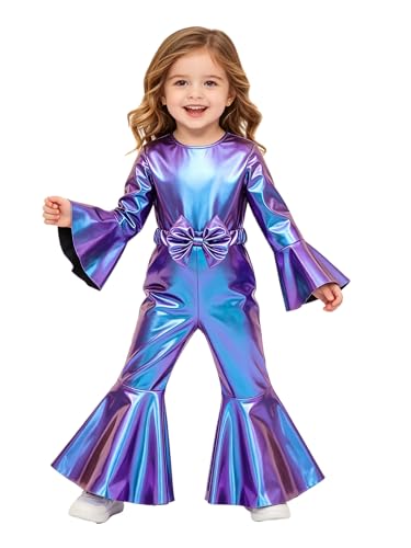 Combinaison métallique fille Freebily haut de gamme à volants style mignon années 70