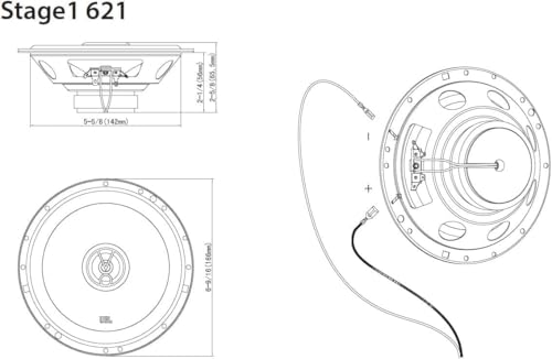 JBL Stage1 621 2-Wege Auto Lautsprecher Set von Harman Kardon - 175 Watt Car Hifi KFZ Autolautsprecher Boxen - 2 stück 16 - 17 cm, Black