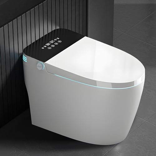 Smart Toilet with Bidet Built In,17.71" ADA Height Heated Toilet Seat,Black