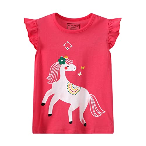 Image of Girls Graphic T Shirts 3 Pack 100% Cotton Short Sleeve Tees for Toddler Little Big Girls Cute Printed Casual Summer Tops
