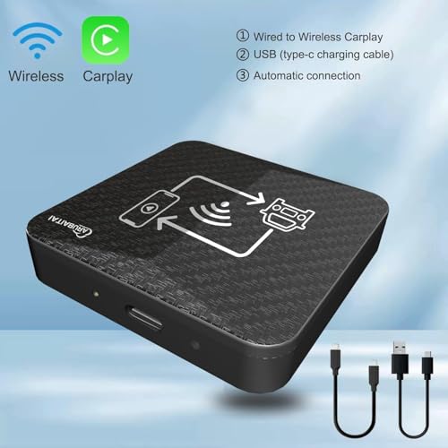 Adattatore Carplay Wireless & Android Auto - converte Auto Carplay da cablato in Wireless - supporta iOS 10+ e Android 11+ USB C/A - 7