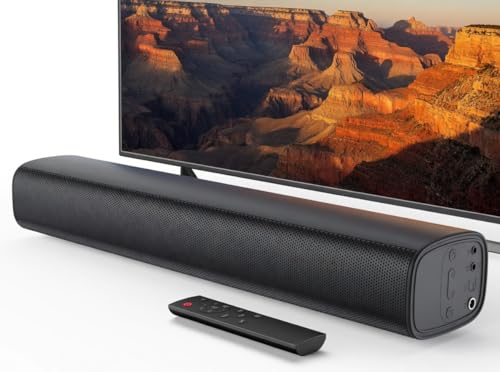 Image of Sound Bar for TV, 14.2" 40W TV Soundbar, Surround Home Audio Speaker with Custom Bass Reflector, 3 EQ Modes, Wall Mount Wired Soundbar Compatible with Smart TV, PC, Laptop, Projector for Home Theater