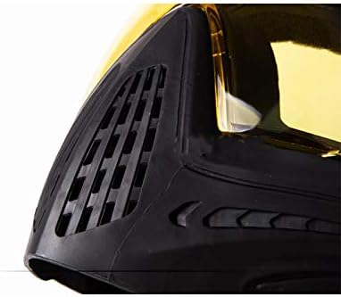 Anti-Fog Goggle/Full Single Layer Face Mask Hunting (Pure Black,Yellow Lens) for Paintball Airsoft Bike Safety Gaming