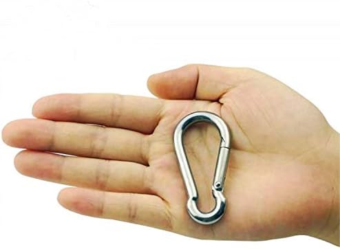 4 Pack Spring Snap Hooks, Carabiner Galvanized Steel Clip Keychain, Silver Quick Link Clip Keychain for Camping, Hiking, Outdoor and Gym, Small M5 Carabiners for Dog Leash Harness