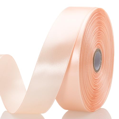 YASEO 1 Inch Peach Solid Satin Ribbon, 50 Yards...
