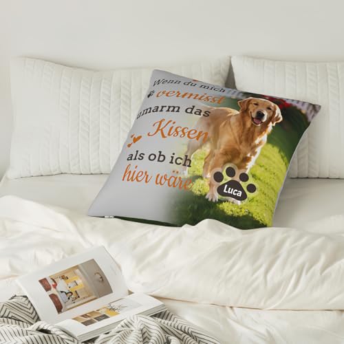 SunHurry Personalisiertes Gedenkkissen für Hunde, Trauerkissen mit Foto, Erinnerungsgeschenk für Haustiere