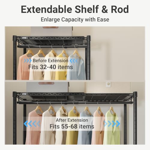 Image of VIPEK X1 Max Expandable Clothes Rack, 7ft Extra Tall Closet System, Black
