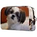 Trousse de toilette avec fermeture éclair - Grande capacité - Réutilisable - Trousse de maquillage - Sac de voyage avec chien Shih Tzu - Pour adolescentes, femmes